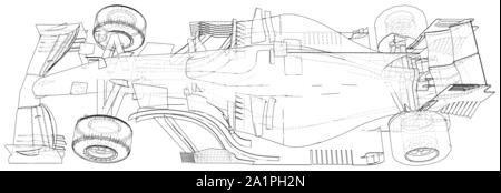 Voiture de course. Wire-frame. Format EPS10. Le rendu 3D de vecteur Illustration de Vecteur