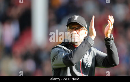 Manager de Liverpool Jurgen Klopp réagit après le coup de sifflet final lors de la Premier League match à Bramall Lane, Sheffield. Banque D'Images