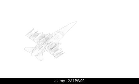 Le rendu 3D de plusieurs avis d'un avion de chasse isolé en fond blanc Banque D'Images