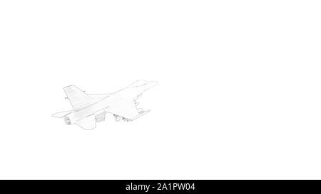 Le rendu 3D de plusieurs avis d'un avion de chasse isolé en fond blanc Banque D'Images