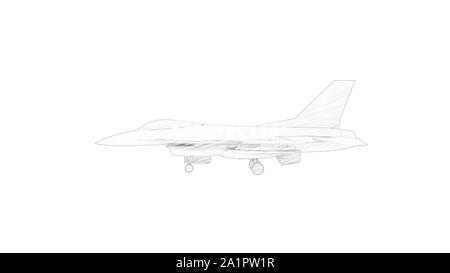 Le rendu 3D de plusieurs avis d'un avion de chasse isolé en fond blanc Banque D'Images