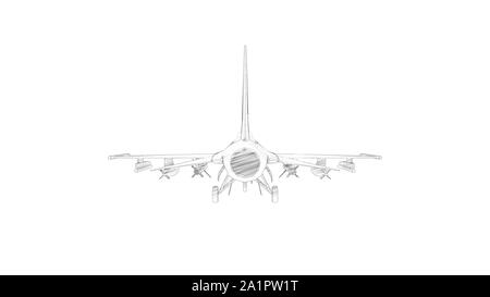 Le rendu 3D de plusieurs avis d'un avion de chasse isolé en fond blanc Banque D'Images