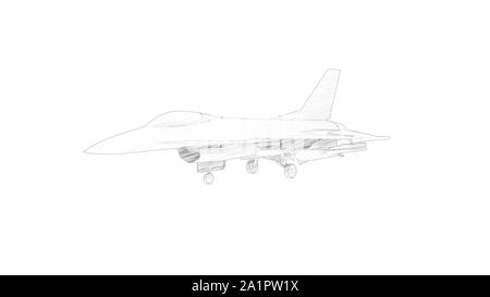 Le rendu 3D de plusieurs avis d'un avion de chasse isolé en fond blanc Banque D'Images