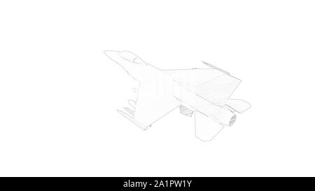 Le rendu 3D de plusieurs avis d'un avion de chasse isolé en fond blanc Banque D'Images