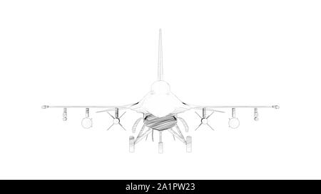 Le rendu 3D de plusieurs avis d'un avion de chasse isolé en fond blanc Banque D'Images