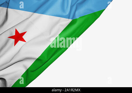 Drapeau Dijibouti de tissu avec copyspace pour votre texte sur fond blanc Banque D'Images