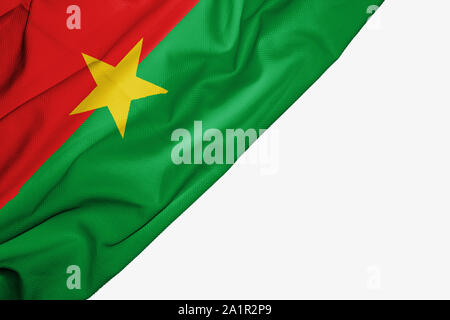 Burkina Faso drapeau de tissu avec copyspace pour votre texte sur fond blanc Banque D'Images