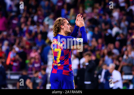 Barcelone - SEP 24 : Antoine Griezmann joue au match de la Liga entre le FC Barcelone et Villarreal CF au Camp Nou le 24 septembre 2019 Banque D'Images