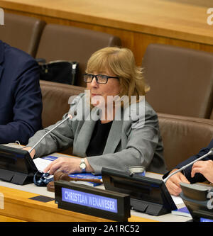 New York, États-Unis. 27 Sep, 2019. Fiona Reynolds participe à un plan de mobilisation du sommet Finances contre l'esclavage et la traite au cours de 74e AG ONU au Siège de l'ONU (photo de Lev Radin/Pacific Press) Credit : Pacific Press Agency/Alamy Live News Banque D'Images