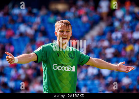 Barcelone - SEP 22 : Martin Odegaard joue au match de la Liga entre l'Espanyol et à la Real Sociedad RCDE Stadium le 22 septembre 2019 à Bar Banque D'Images