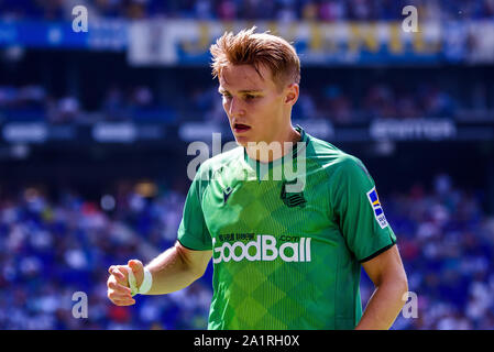 Barcelone - SEP 22 : Martin Odegaard joue au match de la Liga entre l'Espanyol et à la Real Sociedad RCDE Stadium le 22 septembre 2019 à Bar Banque D'Images