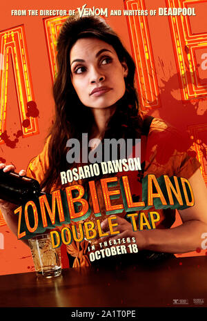 DATE DE SORTIE : Octobre 18, 2019 Title : Zombieland 2 : Appuyez deux STUDIO : Colombie Photos Réalisateur : Ruben Fleischer PLOT : Columbus, San Bernadino, Wichita et Little Rock, passer à l'Amérique heartland alors qu'elles affronteront contre zombies évolué, d'autres survivants, et la crise de croissance de la famille de fortune désagréable. Avec : Rosario Dawson comme Nevada. (Crédit Image : © Colombie Photos/Images de divertissement) Banque D'Images