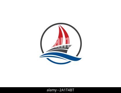 Bateau de croisière Modèle Logo Icône vecteur illustration design, logo, navire à voile nautique vecteur icône design, bateau à voile, symbole de l'icône Illustration de Vecteur