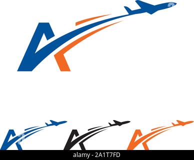 Signer une lettre, un symbole, un monogramme. Conception de Logo de l'aviation. Logo Le logo de l'avion, Jet Illustration de Vecteur