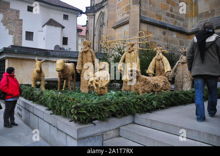 Nativité dans une rue de Prague Banque D'Images