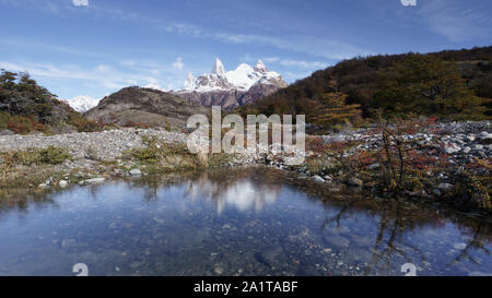 Mont FitzRoy vu de Valle del Rio del las Vueltas Banque D'Images