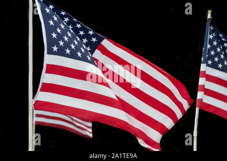 Drapeaux américains voler dans la brise , représentant du patriotisme et de la liberté aux États-Unis d'Amérique Banque D'Images