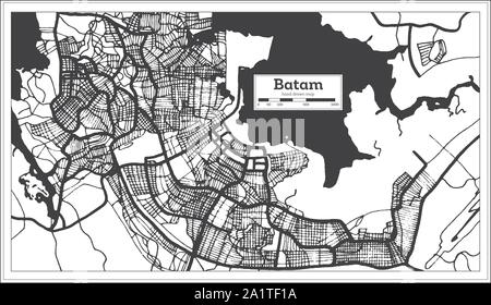 Batam Indonésie Plan de ville en noir et blanc. Une carte de Noël. Vector Illustration. Illustration de Vecteur