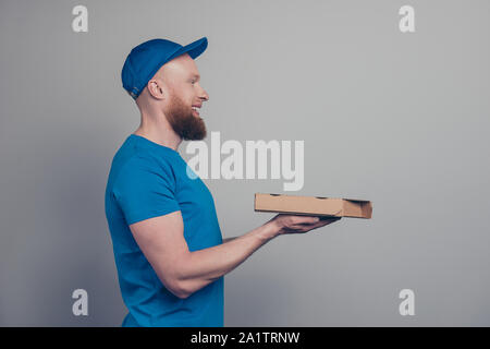 Portrait de profil Vue de côté attrayant beau nice cheerful Banque D'Images