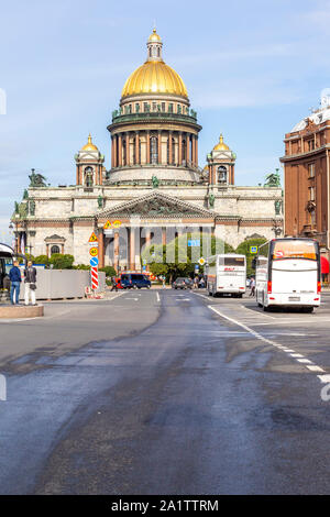 La Cathédrale St Isaac durant la matinée de la Place St Isaac, St Petersbourg, Russie. Banque D'Images