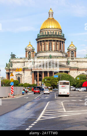 La Cathédrale St Isaac durant la matinée de la Place St Isaac, St Petersbourg, Russie. Banque D'Images