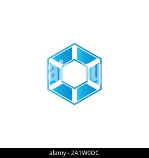 Logo hexagonal abstrait. Logo de haute technologie. Logo de la technologie. Logo développeur - Vector Illustration de Vecteur