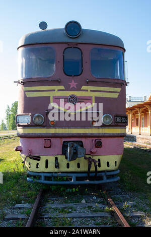 Vieille Locomotive soviétique à Haapsalu gare à Haapsalu, Estonie, pays Baltes, Europe Banque D'Images