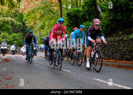 Skipton, Yorkshire du Nord / UK - 29 septembre 2019 : Les championnats du monde de cyclisme sur route course élite hommes. Le bras passe à travers Skipton. Banque D'Images