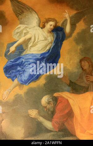 Un ange annonce à Manué que sa femme donnera reconnaissance à Samson. Charles le Brun (1619-1690). Cabinet de Madame Fouquet. Château de Vaux-le-Vicomte. Banque D'Images