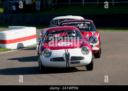 1961 Alfa Romeo Giulietta Sprint Zagato conduit par Sharon Adelman dans le Fordwater Trophy course sur le Goodwood Revival 14 Sept 2019 à Chichester, en Banque D'Images