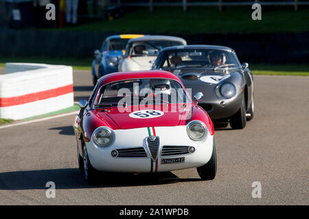 1961 Alfa Romeo Giulietta Sprint Zagato conduit par Sharon Adelman dans le Fordwater Trophy course sur le Goodwood Revival 14 Sept 2019 à Chichester, en Banque D'Images