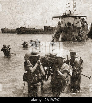 10 juillet 1943 un communiqué de photo montrant des soldats britanniques lors de l'invasion de la Sicile - l'opération Husky, WWI Banque D'Images