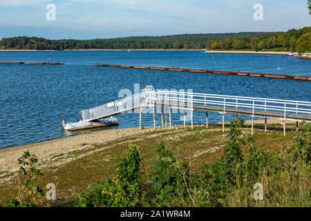 D-Haltern am See, Euskirchen, Stever, Parc Naturel de Hohe Mark Westmuensterland, Die Haard, Münster, Ruhr, en Westphalie, Rhénanie-Palatinat, NRW, Haltern réservoir, paysage, voyage pier Banque D'Images