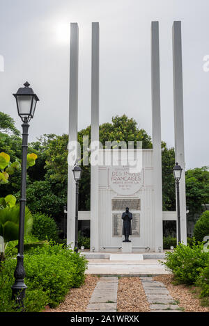 Ville Blanche, Pondichéry/Inde- 3 septembre 2019 : mémorial de guerre français dans le quartier français de Pondichéry Banque D'Images