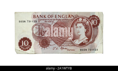 Dix Shilling remarque remplacés par 50 nouveaux pence pièce 14 octobre 1969 - 50e anniversaire Banque D'Images