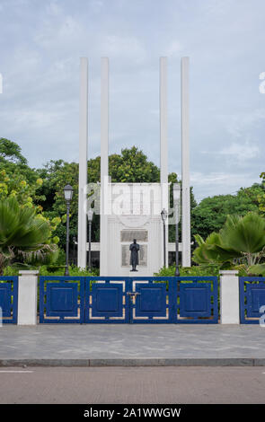 Ville Blanche, Pondichéry/Inde- 3 septembre 2019 : mémorial de guerre français dans le quartier français de Pondichéry Banque D'Images