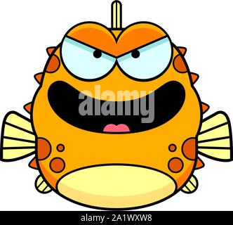 Illustration d'une caricature d'un mal à la blowfish. Illustration de Vecteur
