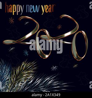 2020 pour la décoration design. Vector illustration de Noël 2020. Calendrier 2020, l'invitation. Bonne année la conception de cartes. Un dépliant, une bannière. Concept du Festival Illustration de Vecteur