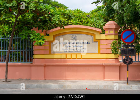 Pondicherry/Inde- 3 septembre 2019 : l'église Notre Dame des Anges à Pondicherry, Puducherry Banque D'Images