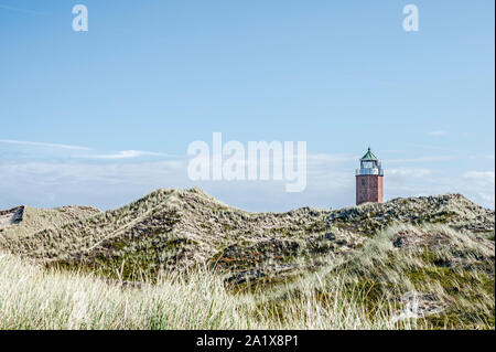 Les Dunes et le phare sur l'île de Sylt (Allemagne) : Dünen und Leuchtturm Kampen (Sylt) auf Banque D'Images