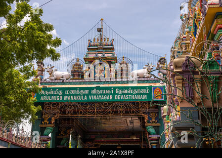 Pondicherry/Inde- 3 septembre 2019 : Temple Manakula Vinayagar Temple à Pondichéry Banque D'Images