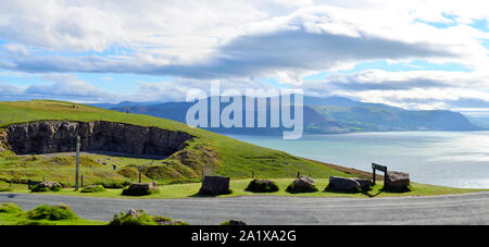 Galles /Royaume-Uni. Panorama vu à grand orme County Park. La vue de la colline de noms et de Conwy Morfa Sommet forme Plage complexe. Banque D'Images