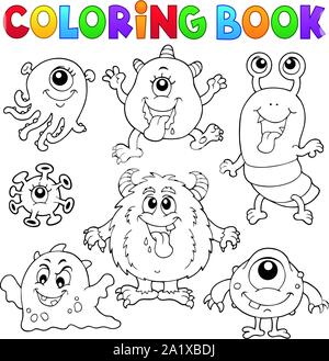 Livre de coloriage monstres thème défini 1 - eps10 vector illustration. Illustration de Vecteur