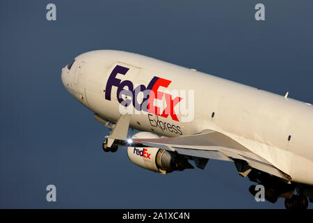 N617FE Federal Express (FedEx) McDonnell Douglas MD-11F, décoller de Londres Stansed airport Banque D'Images