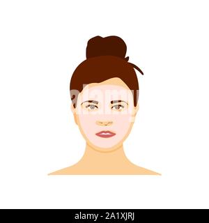 Femme mousturizing avec masque sur son visage isolé sur fond blanc Illustration de Vecteur