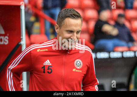 28 septembre 2019, Bramall Lane, Sheffield, Angleterre, Premier League, Sheffield United v Liverpool : Phil Jagielka (15) de Sheffield United Credit : Mark Cosgrove/News Images Banque D'Images