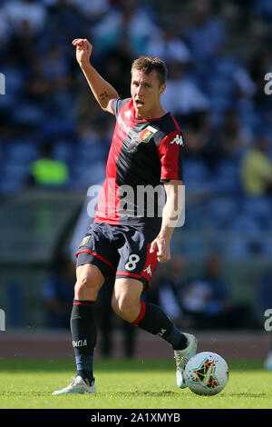 Serie A soccer, Rome, Italie - 29 Sep 2019 : L.Lerager (Gênes) en action lors d'un match de football Serie entre le Latium et de Gênes, au Stade olympique de Rome. Banque D'Images