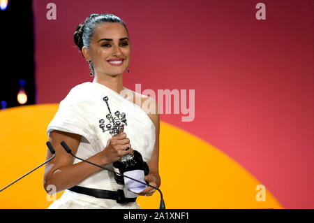 Penelope Cruz au Prix Donostia pour l'ensemble de son œuvre à la 67ème Festival International du Film de San Sebastian / Festival Internacional de Cine de San Sebastián au Théâtre Victoria Eugenia. San Sebastian, l'utilisation dans le monde entier 27.09.2019 | Banque D'Images