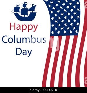 Heureux Jour de Christophe Colomb en Amérique. Les drapeaux sur fond blanc Illustration de Vecteur