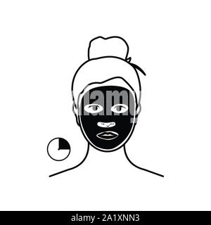 Femme avec masque facial sur son visage isolé sur fond blanc. Beauty fashion girl appliquer masque facial. Illustration de Vecteur